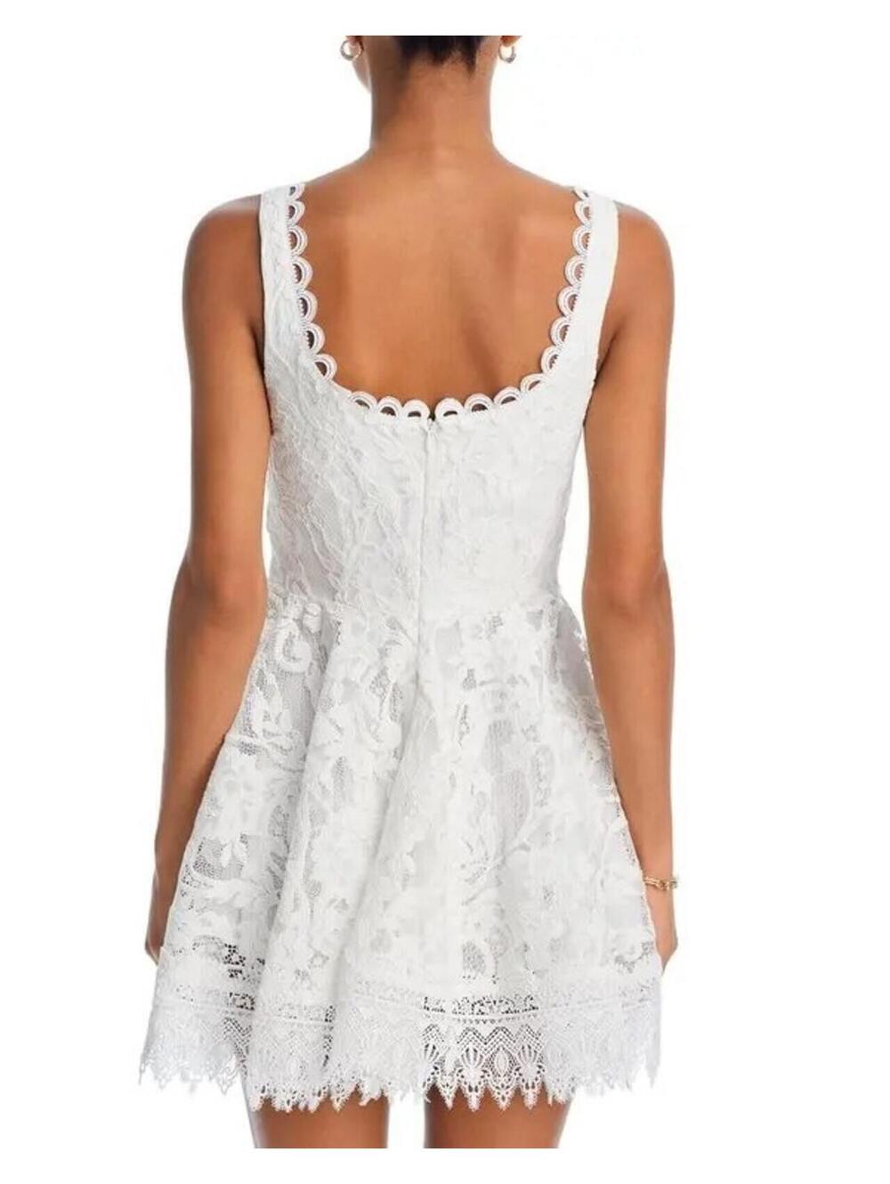 395$ Waimari Square Neck Havana Lace Mini Dress Women's Size L White - Picture 3 of 11
